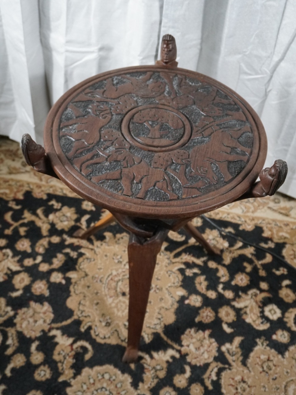 African Malcala Hand Carved Game Table from Malawi